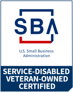 A small business administration logo with the words service disabled veteran-owned.